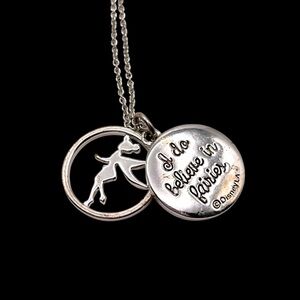 Darling Silver Disney Tinkerbell Pendant Necklace I Do Believe In Fairies